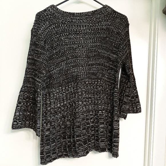 BLACK & WHITE WAFFLE WEAVE 3/4 SLEEVE CARDIGAN, M - Picture 4 of 7